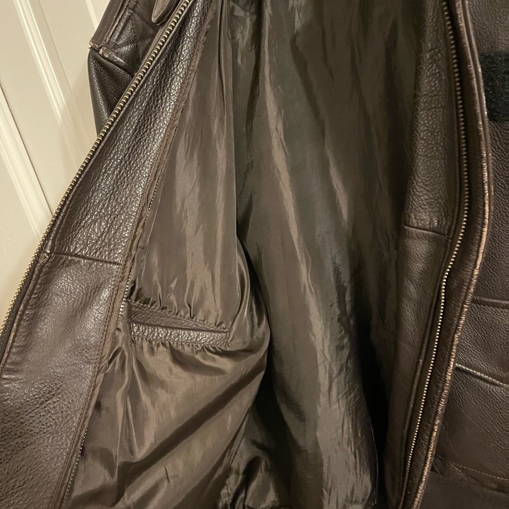 Brown Leather Aviator Jacket - image 5